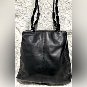 Y2K Stone Mountain Leather Dual Leather Chain Link Handles Tote Shoulder Bag